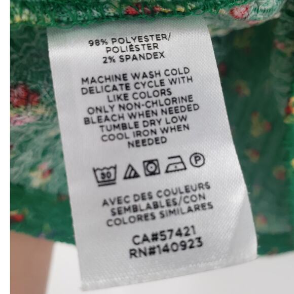 LOFT Green Floral Print Top Womens Size Small S - Picture 4 of 4